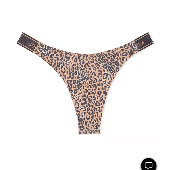 NWT PINK Victoria’s Secret LOGO COTTON HIGH-LEG THONG PANTY. Praline Leopard. - Picture 3 of 4